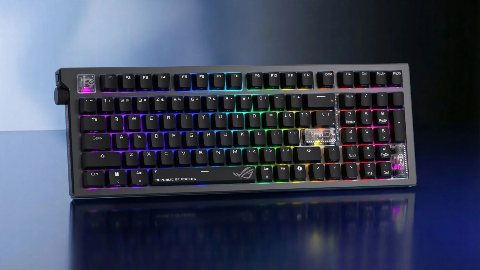 ROG Strix Morph 96: teclado com iluminação multicolorida.
